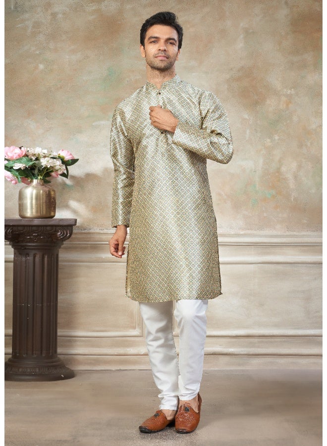 OUTLUK Green Premium Silk Kurta for Men - Image 1